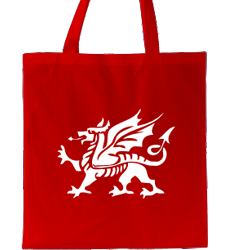 Red tote bag, big dragon design