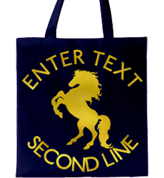 Navy tote bag, gold text and heraldic horse