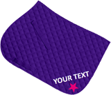 Purple saddle cloth, text and matching xc shape