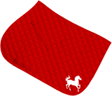 Red saddle cloth, large design in white