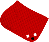 Red saddle cloth, black and white ace of spades design