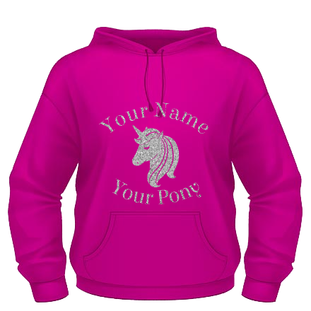 Unicorn Hoodie - Fuchsia / Silver Glitter