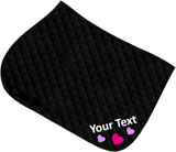 Black saddle cloth, fuchsia and lilac hearts