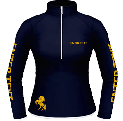 Navy Performance Shirt, gold glitter text and logo