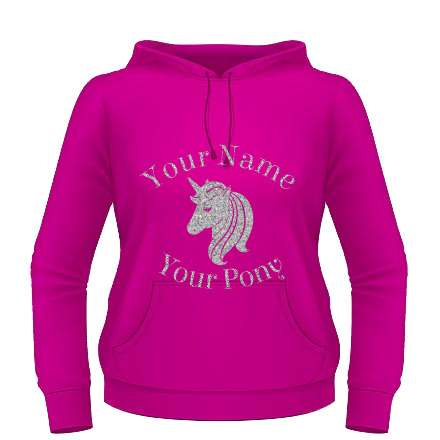 Unicorn Hoodie - Fuchsia / Silver Glitter